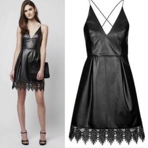 NWT- Topshop Leatherette Crochet Midi Dress. Size 4